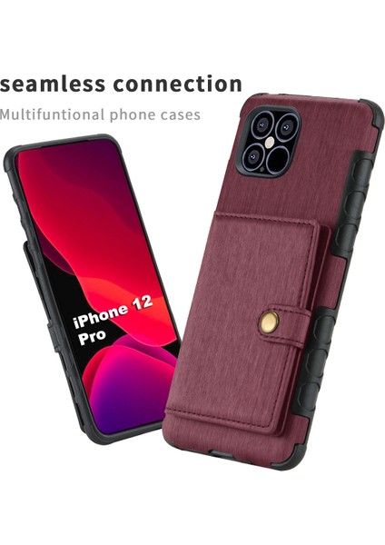 Shouhushen Pu Deri Kaplamalı Pc Tpu Iphone 12 Pro/iphone 12 Için Fırçalı Kapak - Şarap Kırmızısı (Yurt Dışından) fiyatları