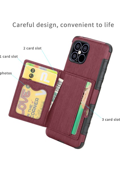 Shouhushen Pu Deri Kaplamalı Pc Tpu Iphone 12 Pro/iphone 12 Için Fırçalı Kapak - Şarap Kırmızısı (Yurt Dışından) modelleri