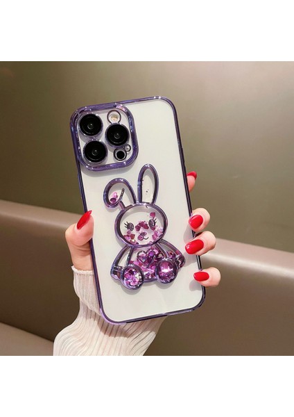 Iphone 12 Pro Telefon Kılıfı Için Quicksand Tavşan Dekoru Telefon Koruyucu Kılıf Elektrokaplama Tpu Tarafı Ile Tarafın (Yurt Dışından)