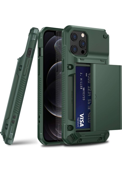 Forıphone 12 Pro Max Tpu+Pc Kart Tasarım Tarafı Slip Olmayan Tasarım Telefon Kılıfı Koruyucu Yeşil (Yurt Dışından)