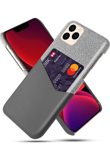 Kart Tutucu Kumaş + Pu Deri Kaplı Pc Kapağı Iphone 12 Pro/iphone 12-Gre Için (Yurt Dışından)