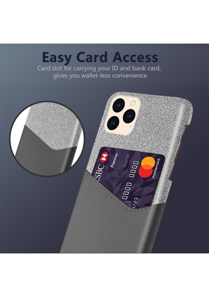 Kart Tutucu Kumaş + Pu Deri Kaplı Pc Kapağı Iphone 12 Pro/iphone 12-Gre Için (Yurt Dışından) fiyatları