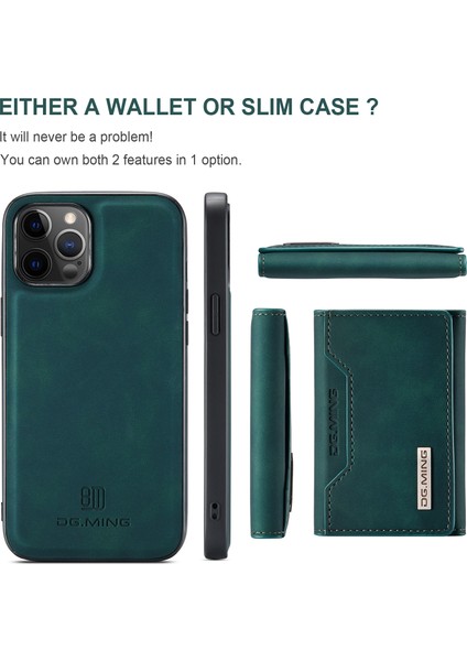 Iphone 12 /12 Pro - Green Için Kickstand ile Seri Pu Deri Manyetik Üçlü Çıkar Cüzdan Telefon Kılıfı (Yurt Dışından)