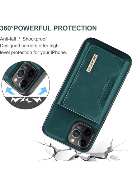Iphone 12 /12 Pro - Green Için Kickstand ile Seri Pu Deri Manyetik Üçlü Çıkar Cüzdan Telefon Kılıfı (Yurt Dışından)