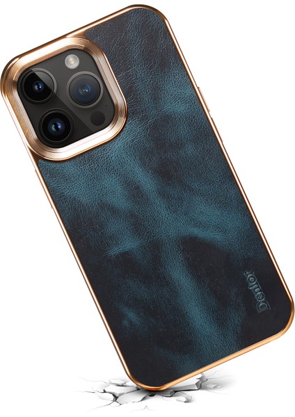 Iphone 12/12 Pro Telefon Kılıfı Için Mumsu Dokulu Elektraplatma Kılıfı Orijinal Inek Deri+Pu Deri+Pc Telefon Kapak Mavisi (Yurt Dışından)