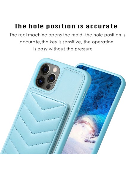 Iphone 12 Pro Max Slim Fit Wave Doku Telefon Kılıf Kart Tutucu Kickstand Tpu+Pu Deri Telefon Kabuk Mavisi (Yurt Dışından) modelleri