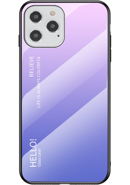 Gradyan Renk Temsilli Cam + Pc + Tpu Kabuğu Iphone 12 Pro / 12 - Pembe / Mor (Yurt Dışından)