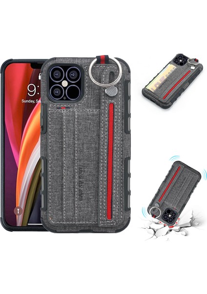 Iphone 12 Pro/iphone 12 Için Shouhushen Kumaş Kaplamalı Pc Tpu Kılıfı - Gri (Yurt Dışından)