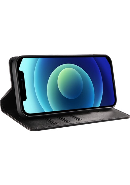Iphone 12/12 Pro Telefon Kılıfı Anti-Çizelge Anti Telefon Kılıfı Cüzdan Manyetik Deri Stand Buzağı Dokusu Telefon Kapak Black (Yurt Dışından) fiyatları