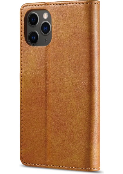 Iphone 12 Pro Max 6.7 Inç Için Cüzdan Standı Deri Kabuk Cep Telefonu Kasası - Kahverengi (Yurt Dışından)
