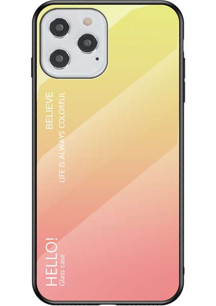 Gradyan Renk Temsilli Cam + Pc + Tpu Kabuğu Iphone 12 Pro / 12 - Sarı / Pembe (Yurt Dışından)
