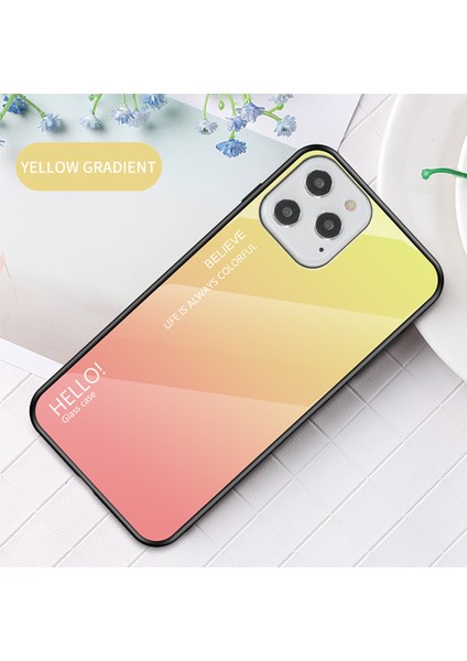 Gradyan Renk Temsilli Cam + Pc + Tpu Kabuğu Iphone 12 Pro / 12 - Sarı / Pembe (Yurt Dışından)