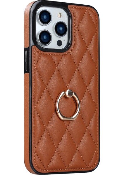 Iphone 12 Pro / 12 Pu Deri+Tpu Cep Telefonu Kasası Şok Geçirmez Kickstand Telefon Kapağı - Kahverengi (Yurt Dışından)