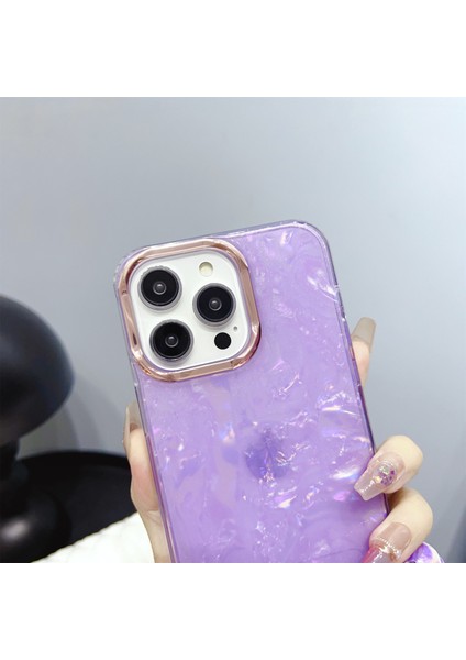 Iphone 12/12 Pro Shell Pattern Case Tpu+Pc Imd Telefon Kapağı Inci El Zinciri Işık Gri (Yurt Dışından)
