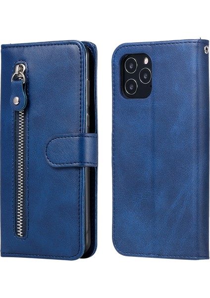 Fermuar Cep Deri Koruyucu Cüzdan Stand Kapağı Iphone 12 Pro/12 - Mavi (Yurt Dışından)