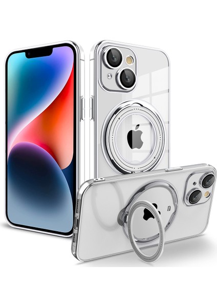 Iphone 12 Pro Telefon Kılıfı Pc+Tpu Telefon Kılıfı Dönen Kickstand Telefon Kapağı Magsafe-Silver ile Uyumlu Şok Geçirmez Kılıf (Yurt Dışından)