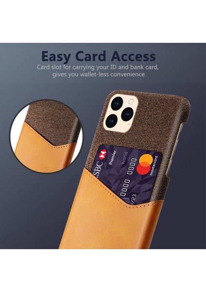 Kart Tutucu Kumaş + Pu Deri Kaplı Pc Kapağı iPhone 12 Pro/iphone 12-Brown Için (Yurt Dışından) fiyatları