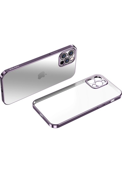 Elektrokaplatma Metalik Doku Kenarı Yumuşak Tpu Kasa Cep Telefonu Kapak Koruyucusu Iphone 12 Pro-Morası Için (Yurt Dışından)