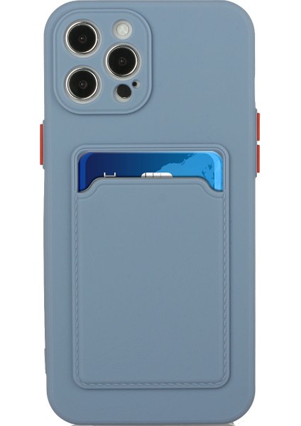 Yumuşak Tpu Telefon Kılıfı Iphone 12 Pro Max Için Kart Yuvası ile Iyi Korunmuş Kapak - Blue (Yurt Dışından)
