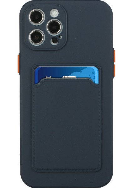 Yumuşak Tpu Telefon Kılıfı Iphone 12 Pro Max Için Kart Yuvası ile Iyi Korumalı Kapak - Koyu Mavi (Yurt Dışından)