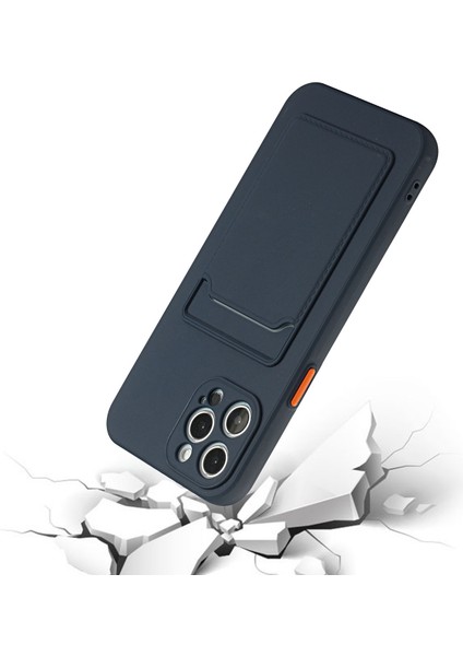 Yumuşak Tpu Telefon Kılıfı Iphone 12 Pro Max Için Kart Yuvası ile Iyi Korumalı Kapak - Koyu Mavi (Yurt Dışından)