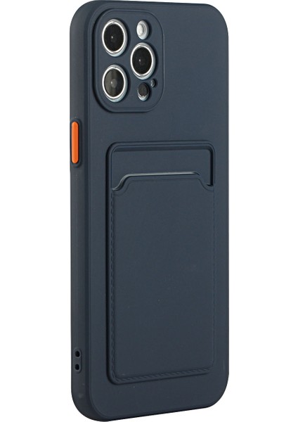 Yumuşak Tpu Telefon Kılıfı Iphone 12 Pro Max Için Kart Yuvası ile Iyi Korumalı Kapak - Koyu Mavi (Yurt Dışından)
