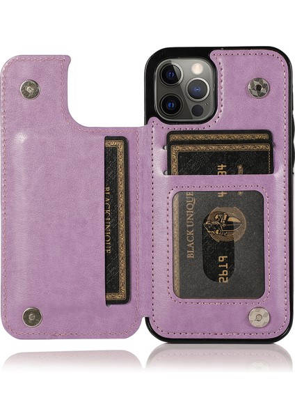 Iphone 12/12 Pro Pu Deri+Tpu Hibrid Kickstand Cep Telefonu Vaka-Mor (Yurt Dışından) fırsatları