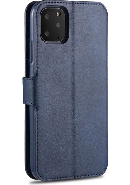 Iphone 12 Pro Max 6.7 Inç Için Cüzdan Deri Standı Kapak Kasası - Mavi (Yurt Dışından)
