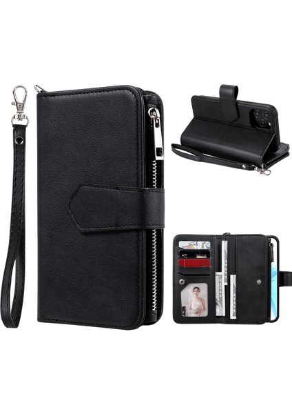 Kt Çok Fonksiyonlu Seri-4 Fermue Deri Cüzdan Telefon Kılıfı Iphone 12/12 Pro-Black Için (Yurt Dışından)