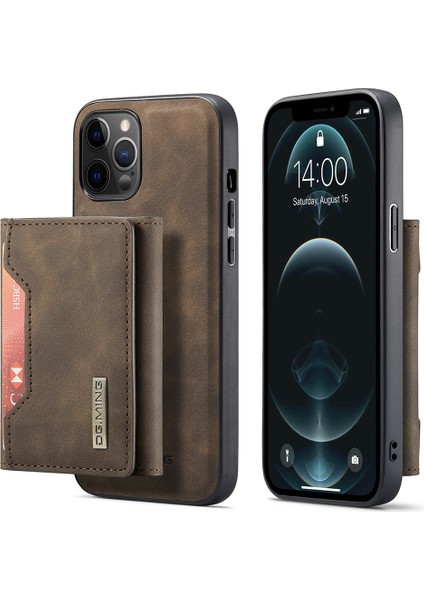 Seri Deri Deri Manyetik Üç Katlı Cüzdan Telefon Kılıfı Iphone 12/12 Pro-Coffee Için Kickstand ile (Yurt Dışından)