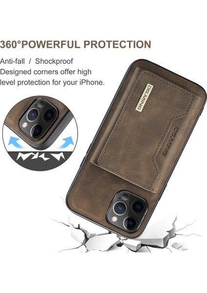 Seri Deri Deri Manyetik Üç Katlı Cüzdan Telefon Kılıfı Iphone 12/12 Pro-Coffee Için Kickstand ile (Yurt Dışından)
