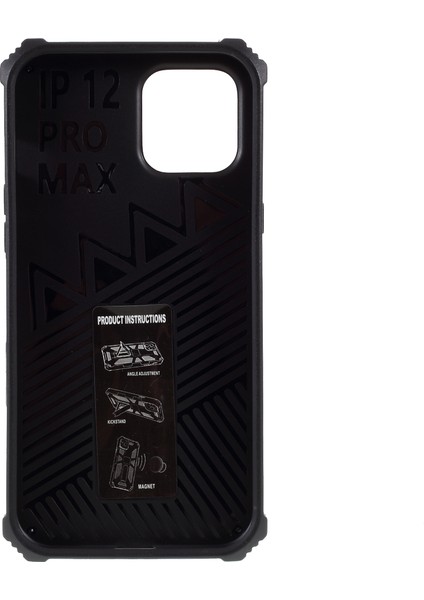 Manyetik Metal Sac Pc ile iPhone 12 Pro Max 6.7 Inç Için Tpu Kapağı - Siyah (Yurt Dışından)