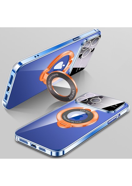 Iphone 12 Pro Max Telefon Kılıfı Için Magsafe Pc Kılıfı ile Uyumlu Kickstand Electroutating Telefon Kapağı Cam Lens Koruma-Şeffaf Turuncu (Yurt Dışından) fırsatları