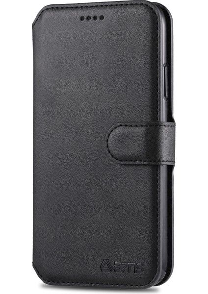 Iphone 12 Pro Max 6.7 Inç Için Cüzdan Deri Stand Kapağı Kılıfı - Siyah (Yurt Dışından)