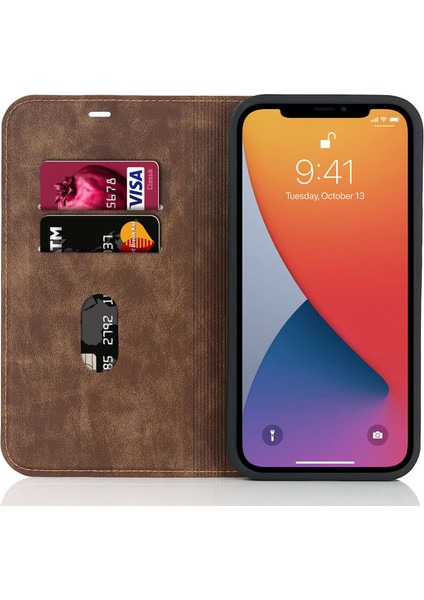 Iphone 12 Pro Max Pu Deri Kart Tutucu Için Kapak Manyetik Otomatik Kapatma Rfıd Blomak Stans Telefon Vaka Işığı Kahverengi (Yurt Dışından) fiyatları