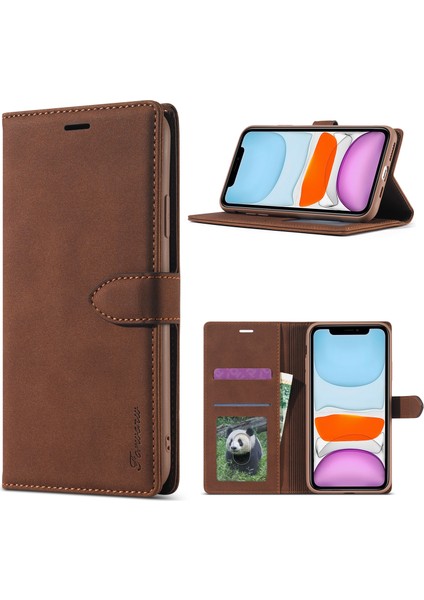 Iphone 12/12 Pro Deri Cüzdan Stand Kapağı - Brown (Yurt Dışından)