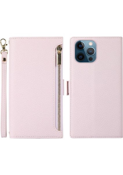 Iphone 12 Pro Max Zipper Cep Tasarımı Için Litchi Doku Telefon Kılıfı, Pu Deri Deri Şok Geçirmez Flip Kapak Cüzdanı Kayış Işık Morlu (Yurt Dışından) fiyatları