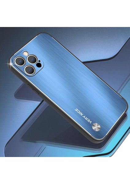 Iphone 12 Pro Max Anti-Cratch Alüminyum Alaşım+Tpu Telefon Geri Damla Damla Geçirmez Kapak Fırçalanmış Telefon Kasası Mavisi (Yurt Dışından) fiyatları