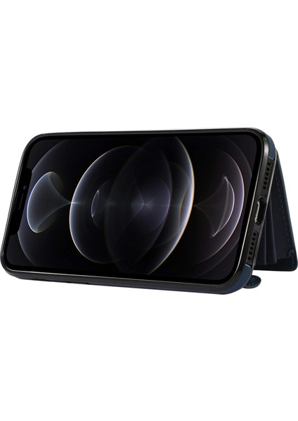 Iphone 12/12 Pro Pu Derisi+Tpu Tonacı Kırıcı Kılak Kullanıcı Kapak Tabacı - Blue (Yurt Dışından)