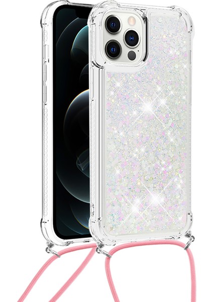 Iphone 12 Pro Max-Sılver Için Kahçe Ile Şok Geçirmez Dinamik Quicksand Tpu Cep Telefonu Koruyucu Kapak (Yurt Dışından)