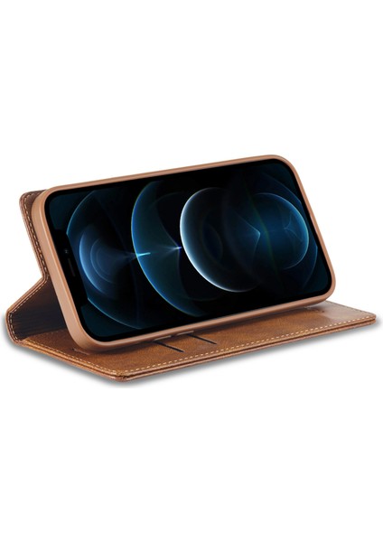 Iphone 12 Pro Max Rfıd Blowantock Mantıcety Auto Kapalı Pu Deri Kılıf Telefon Cüzdan Standı Kapak Kılıfı (Yurt Dışından)