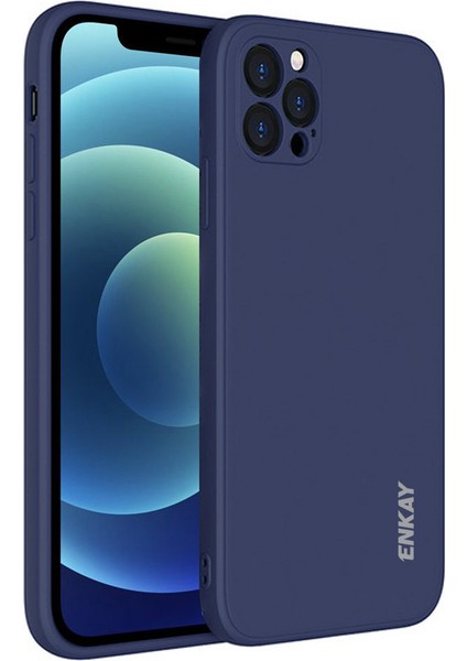 Iphone 12 Pro - Mavi Için Hassas Tut Düz Kenar Sıvı Sıvı Silikon Telefon Koruyucu Kılıf (Yurt Dışından)