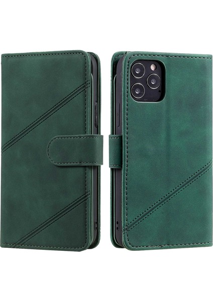 Iphone 12/12 Pro Telefon Kılıfı Için Folio Flip Pu Deri Stand Kapağı Birden Fazla Kart Yuvası ve Nakit Cep-Yeşili ile Basılı Cep Telefonu Kasası (Yurt Dışından)