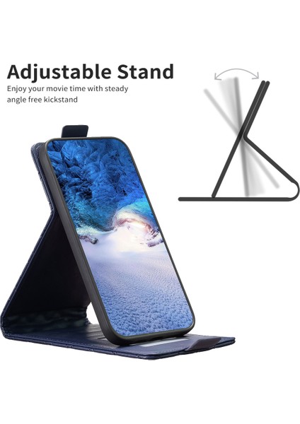 Iphone Için Telefon Kılıfı 12/12 Pro Baskılı Deri Dikey Flip Kart Tutucu Stand Kapak Mavisi (Yurt Dışından)