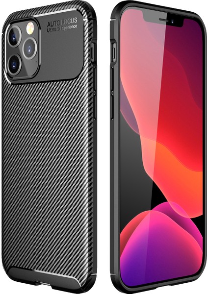 IPhone 12 Pro Max 6.7 Inç Için Dayanıklı Karbon Fiber Doku Tpu Telefon Kabuğu - Siyah (Yurt Dışından)