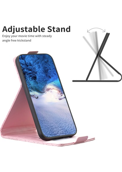 Iphone 12/12 Için Telefon Kılıfı Pro Baskılı Deri Dikey Flip Kartı Tutucu Stand Kapak Pembe (Yurt Dışından)