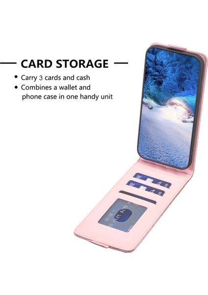 Iphone 12/12 Için Telefon Kılıfı Pro Baskılı Deri Dikey Flip Kartı Tutucu Stand Kapak Pembe (Yurt Dışından)