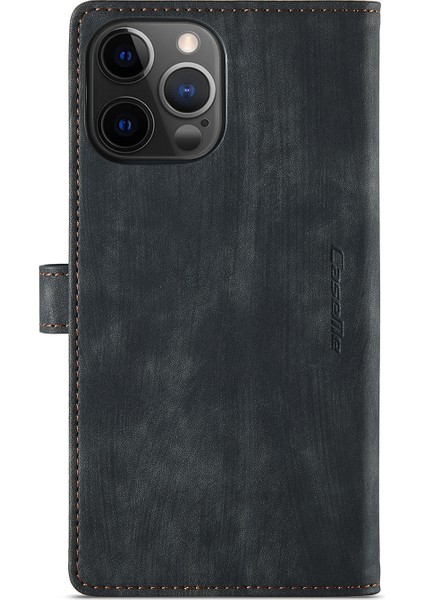 Iphone 12 Pro Max Telefon Kılıfı Anti -Fall Birden Çok Kart Yuvası Zippered Cüzdan Pu Deri Telefon Kılıfı Stand -Black (Yurt Dışından) modelleri