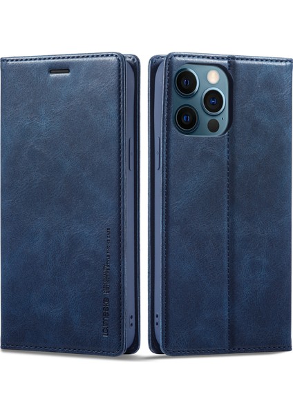 Iphone 12/12 Için Pro Rfıd Engelleme Telefon Kılıfı Pu Deri+Tpu Cüzdan Stand Folio Flip Cover-Blue (Yurt Dışından)