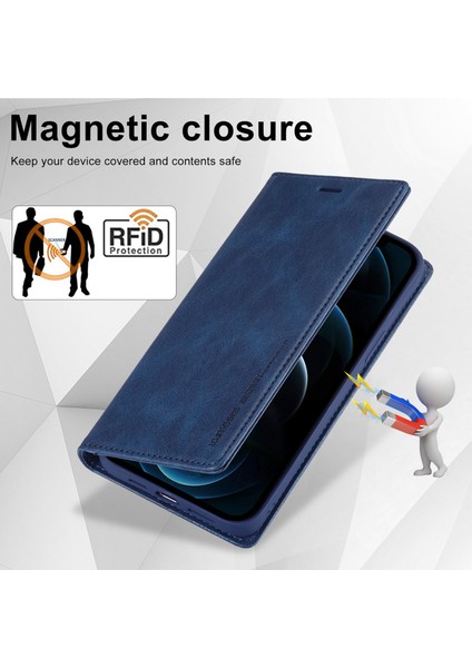 Iphone 12/12 Için Pro Rfıd Engelleme Telefon Kılıfı Pu Deri+Tpu Cüzdan Stand Folio Flip Cover-Blue (Yurt Dışından) fırsatları